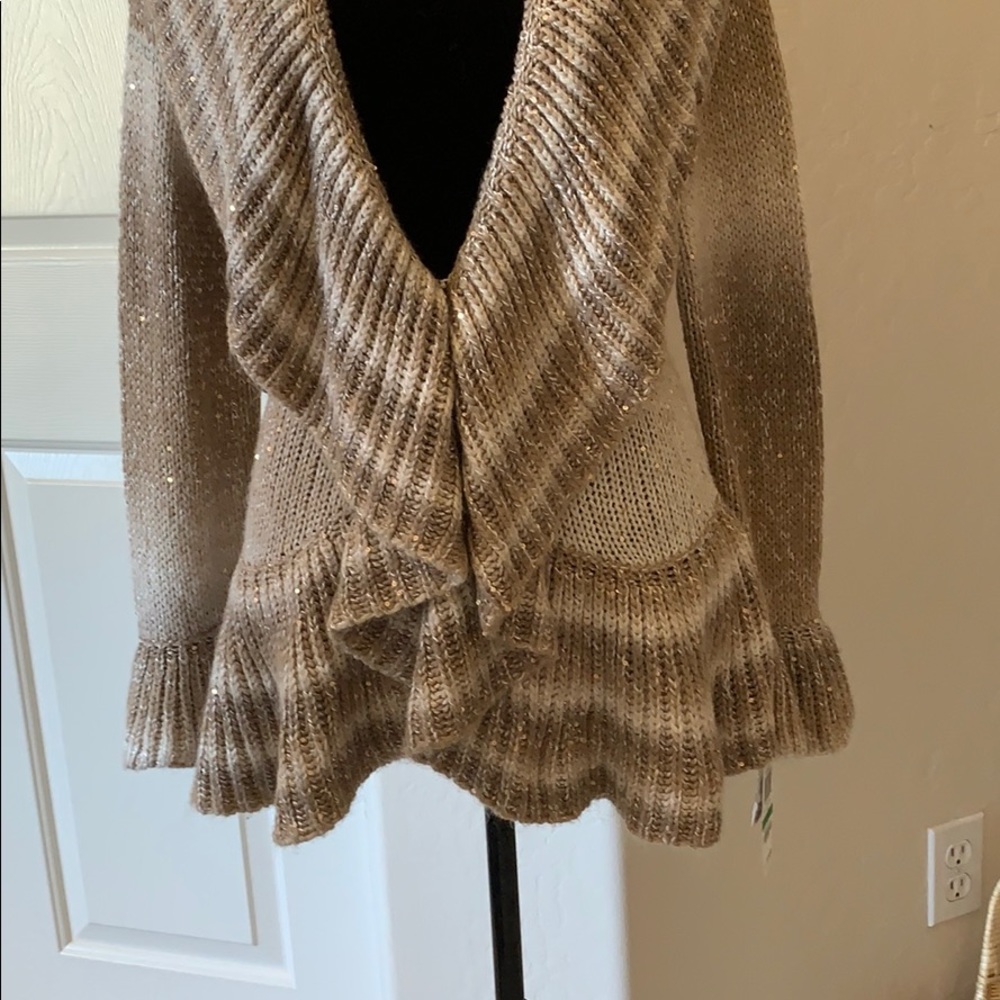 NWT INC Taupe Sequin Ombré Nostalgia Sweater Sz L - Picture 6 of 14
